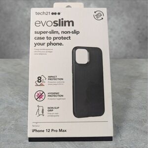 Y9. tech21 Evo Slim Case Apple iPhone 12 Pro Max‎ In Black See Full Description